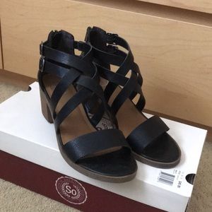 Black high heel sandals. Size 7.5